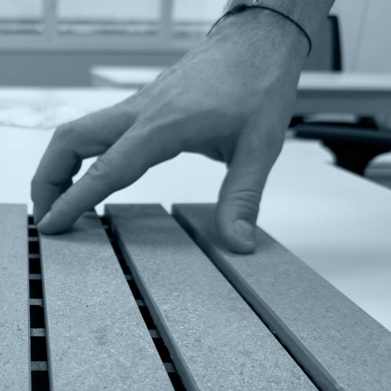 Detail of manual control on grid for design swimming pools