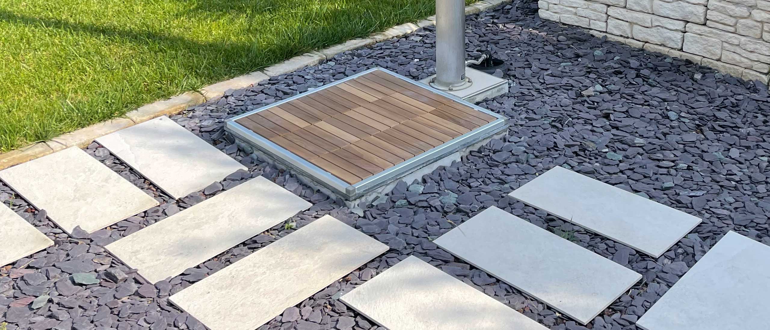 piatto doccia per piscina in gres effetto legno wood teak griglia 25x25 5L