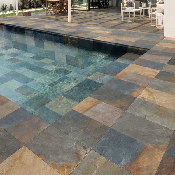 piscina skimmer infinity pool con bordo e pavimento esterno piscina magma