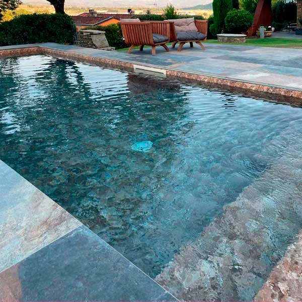 piscina skimmer infinity pool con bordo e pavimento esterno piscina magma